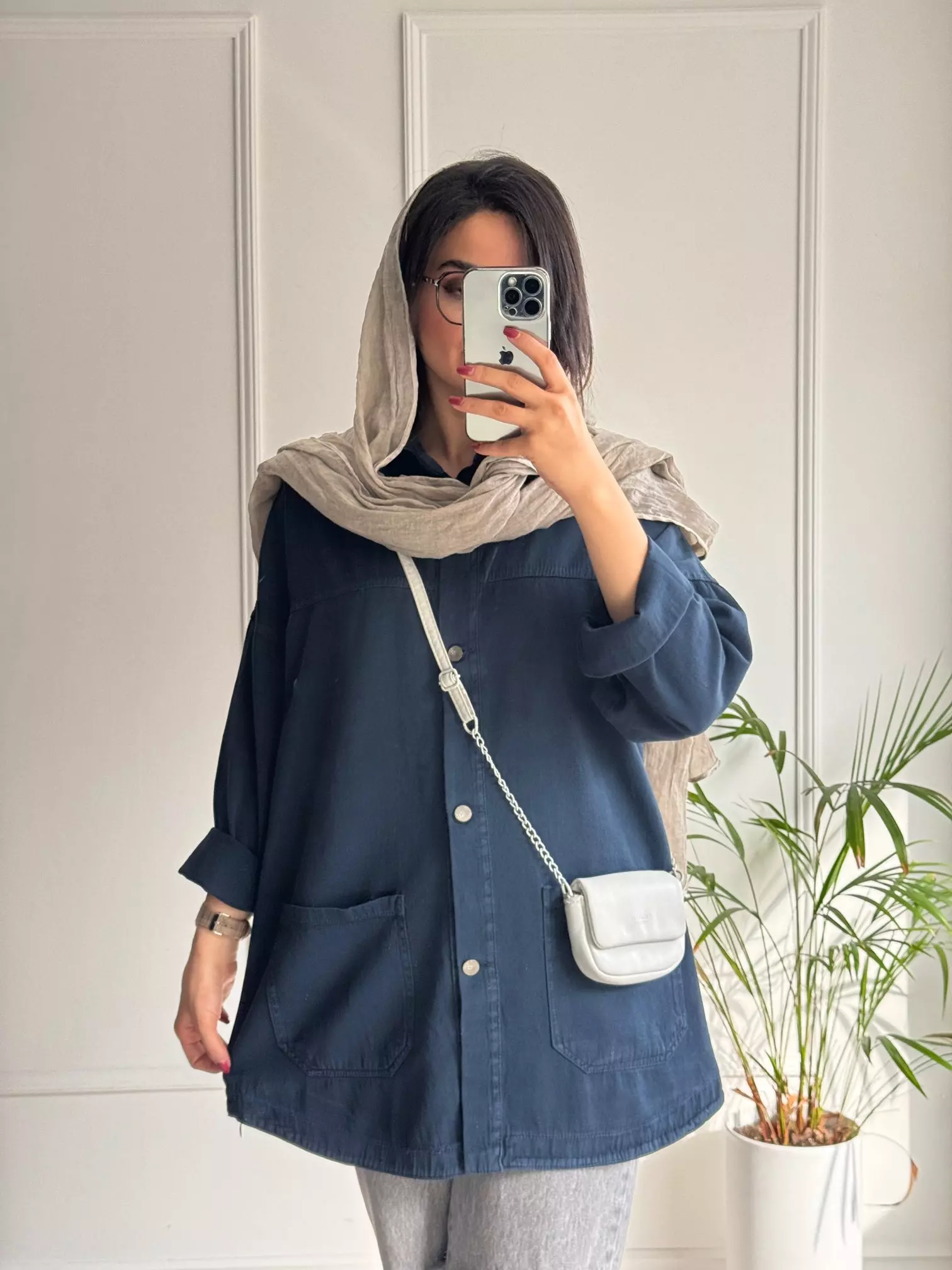 مانتو کتان جیب پایین